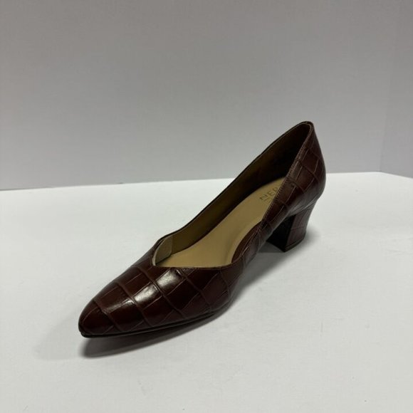 Naturalizer Womens Mali Pump Heel Brown Croc Size 10W - Picture 2 of 6